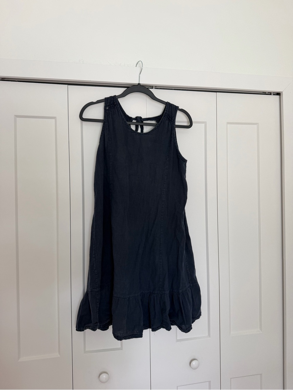 Terzo Millennio Navy Sleeveless Ruffle Hem Dress